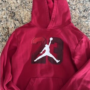 Boys Large Jordan Red Sweatshirt Iconic Jumpman Hoodie
